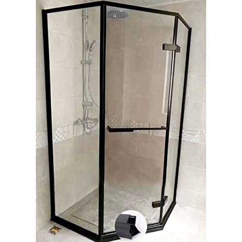 Queenbox 2-Pack 19.6In Frameless Shower Door Seal For 1/4" Glass Door Sweep Bottom Seal Strip With Drip Rail Stop Shower Leak, Black #TOP6