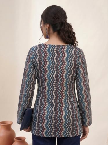Image of Leriya Fashion Short Kurti for Women | Women's Floral Printed Rayon Short Kurta | Top for Woman | Comfortable, Office & Casual Kurtis for Jeans, Leggings & Trousers