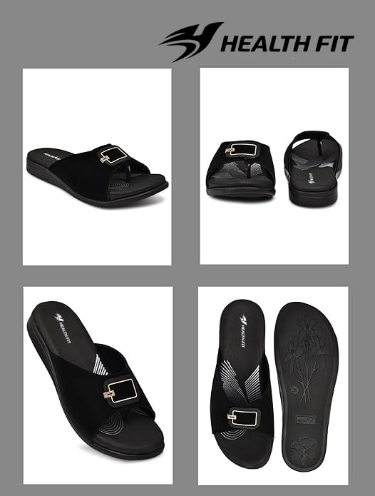 Image of HEALTH FIT EXTRA SOFT Women's Comfortable Memory Foam Doctor Slippers /Flip-Flops|Fashionable Casual & Stylish|Lightweight & Breathable|Outdoor Synthetic Casual Chappals Sandals Ladies & Girls HF27
