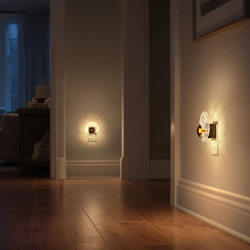 Image of DORESshop LED Night Light Plug in, [2 Pack] Night Lights Plug into Wall | Dusk-to-Dawn Sensor, 3000K Soft White, 0-100LM Adjustable Brightness, Dimmable Nightlights for Adults, Bathroom, Hallway