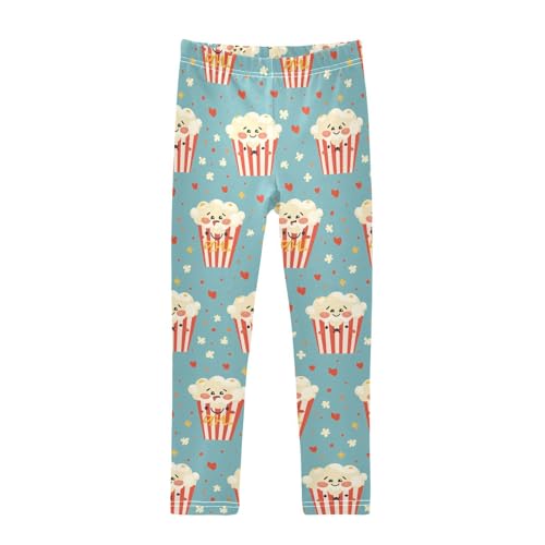 Girls Leggings Cute Popcorn Print Soft Toddler Leggings for Girls Kids Pants Size 4T-10T