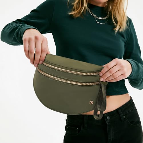 Image of Womens Crossbody Bag, Spacious Nylon Bum Bag Trendy Shoulder Purse with Adjustable Strap Zipped Travel Essentials