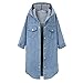 Produktbild Lulupi Damen Jeansjacke mit Kapuze, Winterjacke Denim Jeans Jacket Lange Jeansmantel Große Größe Kapuzenjacke Hoodie Übergangsjacke