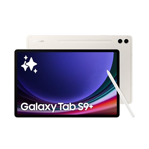 Image of Samsung Galaxy Tab S9+, S Pen in-Box, 31.50 cm (12.4 inch) Dynamic AMOLED 2X Display, RAM 12 GB, ROM 256 GB Expandable, Wi-Fi + 5G Tablet, Beige