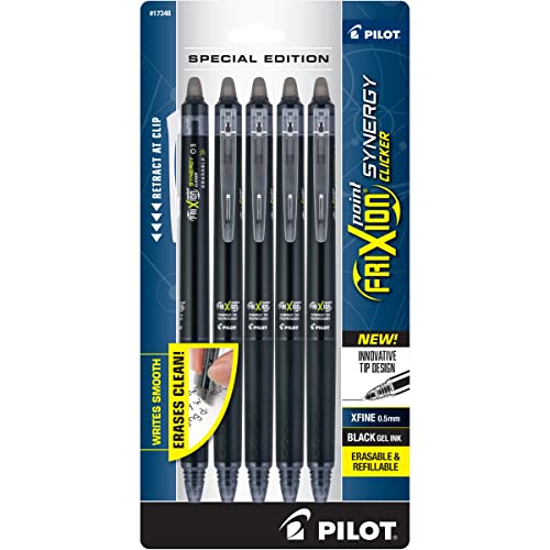 Pilot FriXion Synergy Clicker Erasable, Refillable, Retractable Gel Ink Pens, Extra Fine Point 0.5...