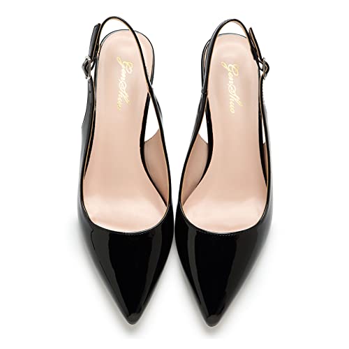 GENSHUO Low Kitten Heels Women's Slingback Dressy Pumps Pointed Closed Toe Ankle Strap Elegant Wedding Pumps Formal Comfortable Shoes3