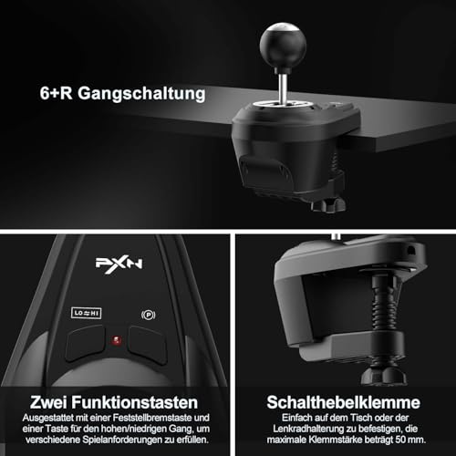 Image of PXN V99 Steering Wheel: 3.2Nm Force Feedback, PC, PS4, Xbox One, Xbox Series X /S, Formula-Racing Paddles, Hall-Effect Pedal