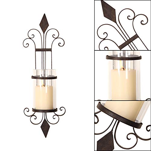 Asense Iron And Glass Vertical Wall Hanging Candle Holder Sconce Wall Decor For Living Room, Bedroom (Set Of 2) #TOP2