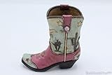 RAINBOW Small Western Rustic Pink Blue Hand Tooled Flower Bird Cowboy Cowgirl Boot Vase Pen Holder