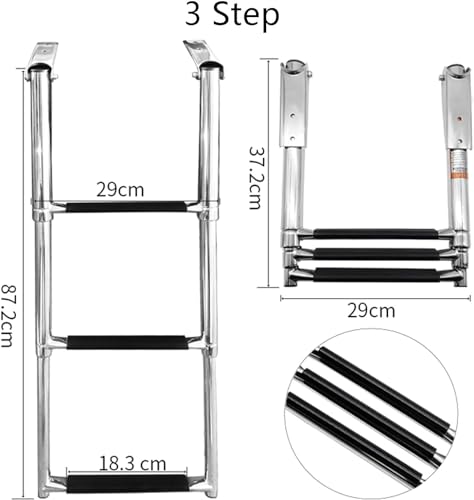 Escalera telescópica marina de 3 peldaños acero inoxidable miniatura 6