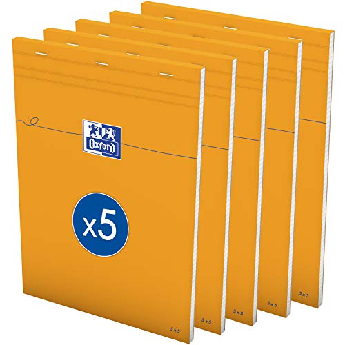 Bloc-notes OXFORD A4 petits carreaux 5mm orange 80 feuilles agrafées