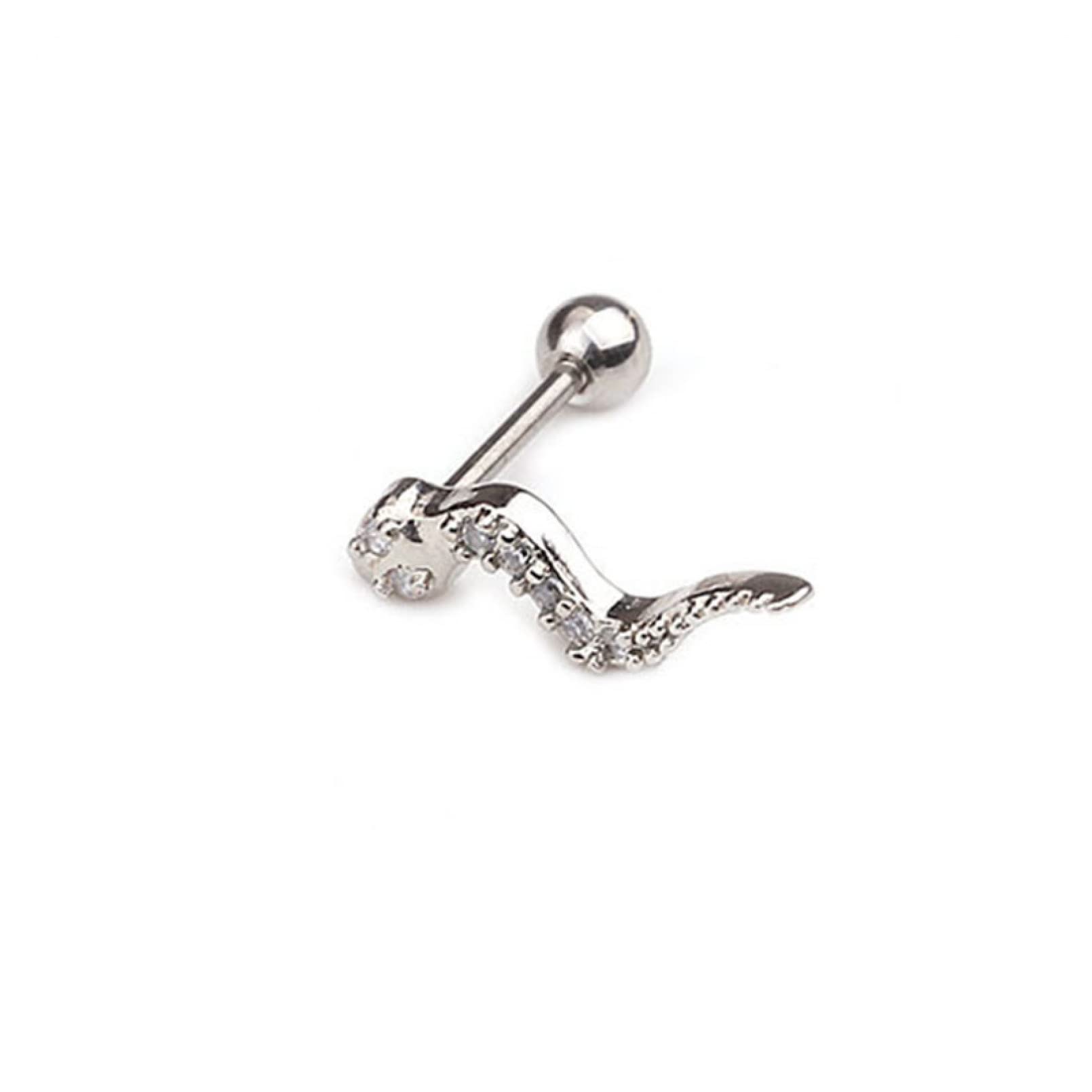 YCTTKDD Schmuck für Frauen, Silberohrringe, 1 ück, Kreuz, Gecko, Schmetterling, Schlange, Feder, Zirkon, Kupfer, Ohrstecker, Schraube, trendiges Mädchen-Piercing für Freundin, Ehefrau, Schwester,