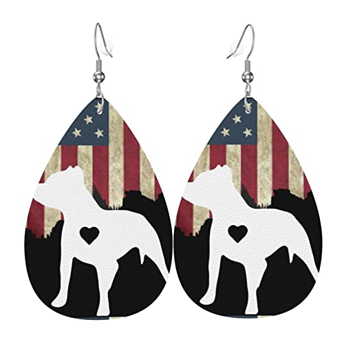 Leather Dangle Earrings Love Pitbull Women Girls Aesthetic Teardrop Earrings Halloween Jewelry Earrings Gift #TOP1