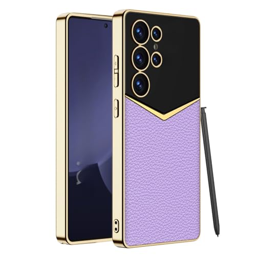 Coque Samsung S26 Ultra en cuir vintage luxe et finition galvanisée violette