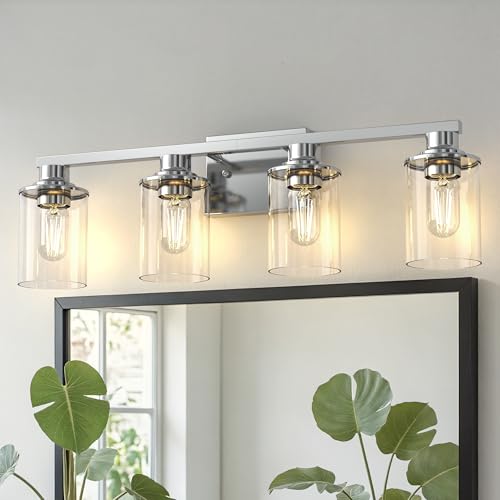 Image of DORESshop 4-Light Chrome Bathroom Vanity Light Fixture ETL Listed