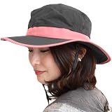 帽子 撥水 サファリハット レディース メンズ 春 夏 uv 折りたたみ uvカット帽子 100% 大きいサイズ 大きめ つば広 頭 大きい 海 日よけ ビーチハット 2way 撥水加工 風で飛ばない帽子 軽量 アウトドア ハット 登山 洗える 紐 XL(62cm),ブラック×ピンク