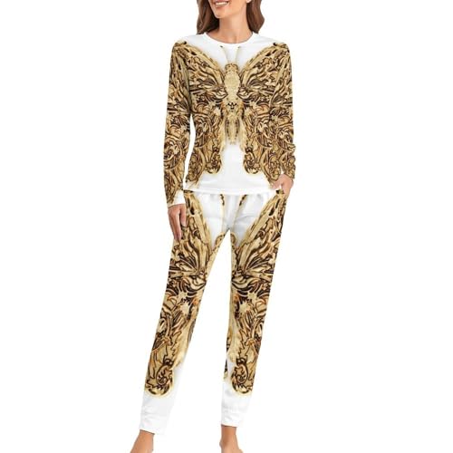 Pyjama femme t-shirt manches longues pantalon vêtement de nuit sleepwear chaud