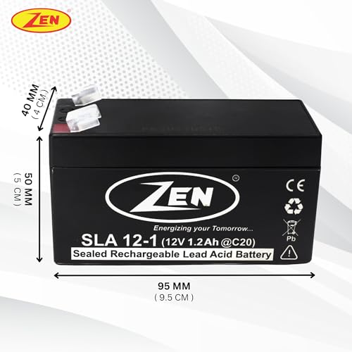 ZEN 12 Volt 1.2Ah SMF VRLA Battery | Battery for UPS Systems, Emergency Lighting, Security Devices, Solar, More Applications - Image 2