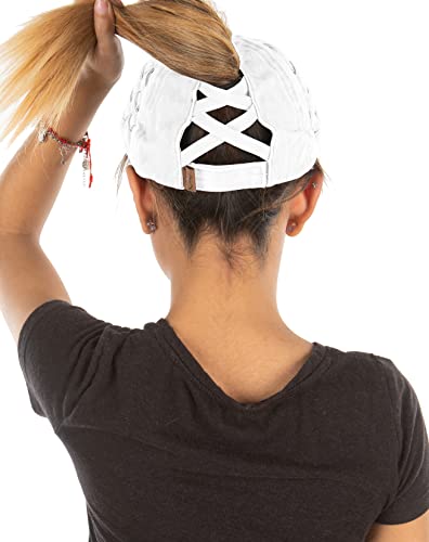 Image of Funky Junque Womens Baseball Cap Dad Hat Ponytail Messy Bun Trucker Ponycap