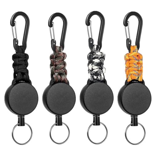 Fhlbestyu 4/2 Stücke Schlüsselanhänger Ausziehbar Schlüsselband Ausziehbar JoJo mit 60cm Ausziehbar Stahlseil Einziehbarer Schlüsselanhänger Schlüsselkette Karabiner