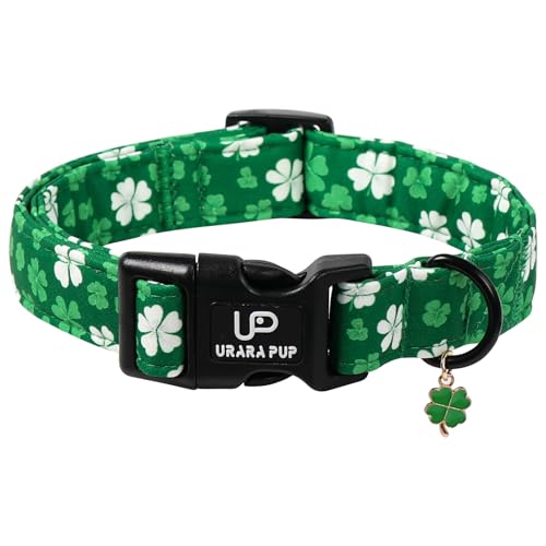 Image of St. Patrick's Day Dog Collar, UP URARA PUP Shamrock Adjustable Pet Collar with Quick Release, St. Patrick's Day Dog Accessories for Small Medium Large Dogs