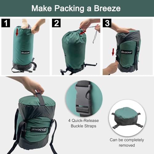 GoldCamp Sleeping Bag Stuff Sack, 40% More Storage! 18L/30L/43L/49L/65L Compression Stuff Sack, Waterproof & Ultralight - Space Saving Gear for Camping, Hiking (Green, XXXL) - image 5