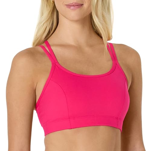 Amazon Essentials Womens Active Total Train Light Support Strappy Back Gym Workout Sports Bra Hot Pink Large