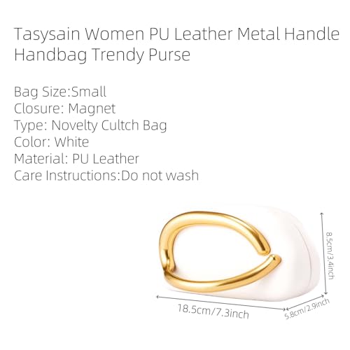 Image of Women PU Leather Metal Handle Handbag Trendy Commuting Compact Stone Purse Hand-held Causal Shoulder Clutch Bag