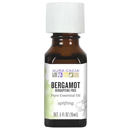 Aura Cacia Bergamot Essential Oil, 100% Pure Citrus Bergamia Oil - Refreshing Aromatherapy for Diffusers, Room Sprays, Skincare, Custom Blends | 0.5 Fl Oz (Pack of 1)