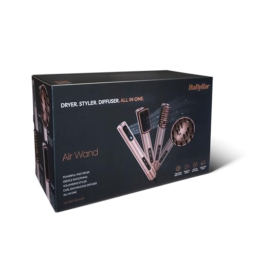 Babyliss Air Wand, Asciugacapelli, Piastra Lisciante E Styler, 4 In 1, Con Diffusore E Gift Bag, Da Capelli Bagnati Ad Asciutti, Funzione Ionica, Nessun Danno Da Calore, Rosa, AS6556E - 9