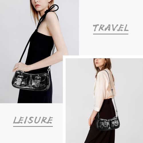 Image of Y2k Purse Small Shoulder Bag for Women Vintage Handbag Faux Leather Purses Trendy Crossbody Bag With Adjustable Strap