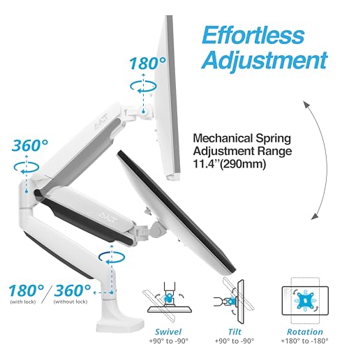 Image of AVLT Single 17 inch-45 inch Monitor Arm Desk Mount Premium - White