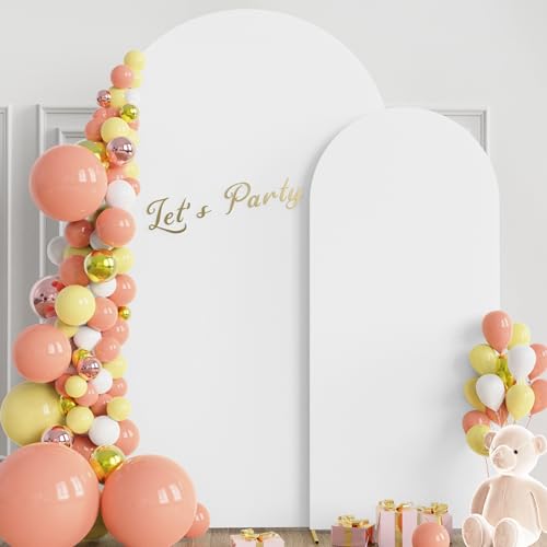 Wokceer Wedding Arch Backdrop Cover 7.2FT, 6FT Spandex Fitted White Arch Covers 2 Set Round Top Chiara Arches Backdrop Cover for Birthday Party Ceremony Banquet Decoration - Image 5