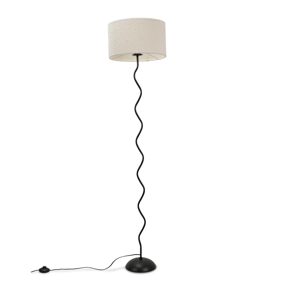 ValueLights Metal LED Floor Lamp - Black/Cream - Wiggle Design