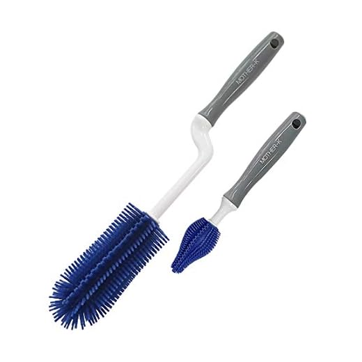 Mother-K Rotating Silicone Bottle Brush 2 Kinds of Sets, Silicone Bottle Cleaning Brush Water Bottle Cleaner for Washing Baby Bottles, Sports Bottle, Vase, and Glassware (Blueberry)