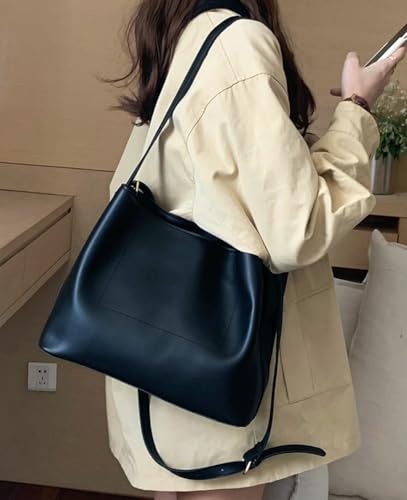 Soft PU Leather Bucket Bag for Women Trendy Crossbody Shoulder Purses Large Handbags Tote Bag Satchels with Zipper2