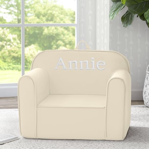 Image of Delta Children Personalized Cozee Chair - Customize with Name - Foam Kids Chair for Ages 18 Months and Up, Oatmeal