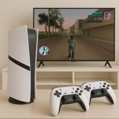 Image of GSH GS5 PRO Wireless Video Game Console-Plug & Play 4K HD Output with 53 Emulators & 45,000+ Games-Game Stick for PC /TV /Projector-Exclusive Edition-Dual Controllers Included (128gb), White