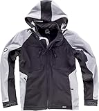  S-ROX WORKTEAM - Chaqueta Workshell combinada y con Vivos Reflectantes. Cuello Alto y Capucha Desmontable con cordón para Ajustar. Cierre de Crema Hombre Negro/Gris Claro M