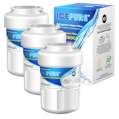 ICEPURE RWF0600A Refrigerator Water Filter Compatible for GE MWF MWFINT MWFA HDX FMG-1 GSE25GSHECSS 46-9991 GSH25JSDDSS GSHS6LGBBHSS PC75009 RWF1060 GSHS6HGDBCSS 197D6321P006 3PACK