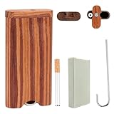 Handmade One Hitter Storage Case for Pipe, Vintage Wooden Dugout Box with Lock & Hinged Lid, Compact Decorative Box for Home & Travel Can Be Used As Container (Mahogany)