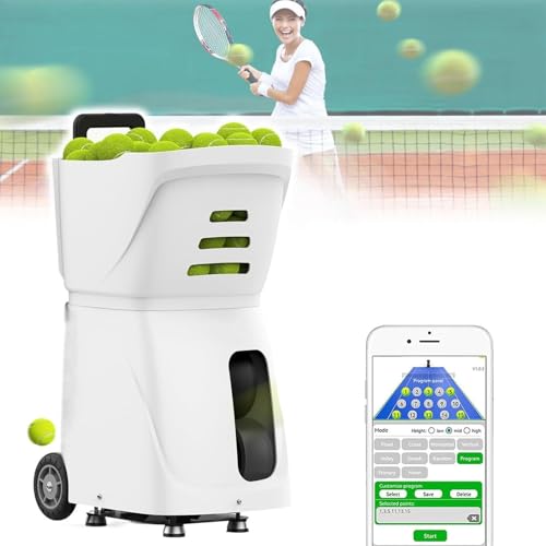 MAHWER Tennis Ball Tosser for Self-Play Ball Launcher Beginners/Kids/Coaches/Home-Court, Accurate Efficient Feed for All-Levels Ages(White)