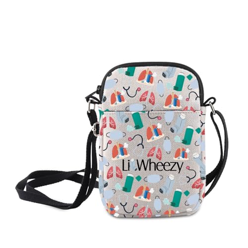 MNIGIU Asthma Inhaler Crossbody Bag Asthma Fighter Gift Wheezy Shoulder Bag Asthma Awareness Gift Respiratory Gifts
