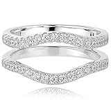 Blongme Ring Enhancers Cubic Zirconia Curved Wedding Band for Women Guard Engagement Ring Sterling S