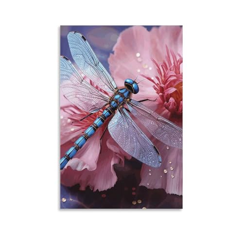 Peinture sur toile fleur libellule bleue pour rajeunir vos murs