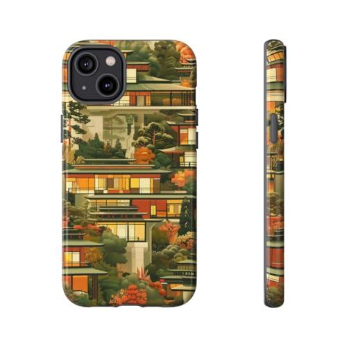 Coque iPhone 14 Plus paysage d'automne orange rigide brillante pour protection