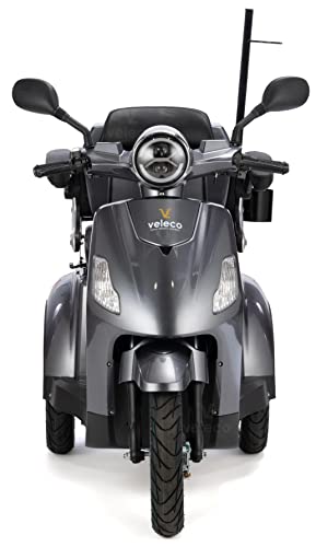 VELECO-Draco-LIT-ION-3-Wheeled-Mobility-Device-Fully-Assembled-and-Ready-to-use-Removeable-Lithium-Ion-Battery-Automatic-Magnetic-Brake-Walking-Stick-HolderGray