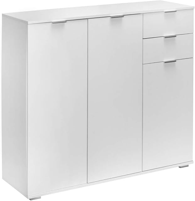 Casaria Alba White Cabinet Cupboard Storage Unit 107x101x35cm Sideboard Bedroom Living Room Office Chest of Drawers Doors