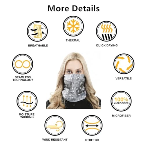 VANCROWN Headwear Wide Headbands Scarf Head Wrap Mask Neck Warmer (6PC.Black Series.2) - Thumbnail 6