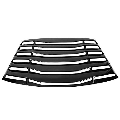 IKON MOTORSPORTS, Rear Window Louver Compatible with 1999-2004 Ford Mustang, IKON Style Gloss Black Rear Sun Shade Windshield Cover Guards, 2000 2001 2002 2003
